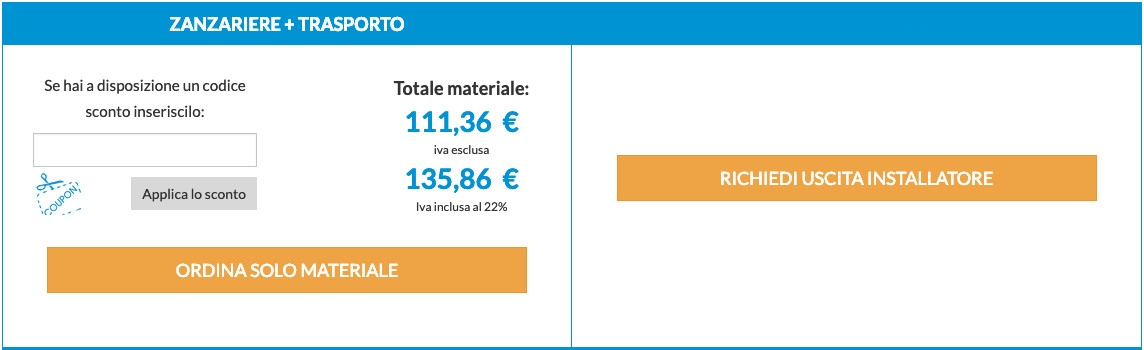 riepilogo carrello zanzariere