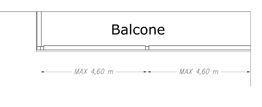 Disegno esecutivo della sezione orizzontale del balcone ad angolo